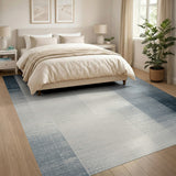 Distressed Navy Grey Vertical Stripe Area Rug