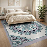 Teal Purple Mandala Floral Area Rug