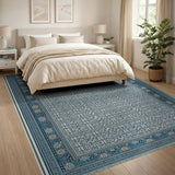 Teal Blue Persian Geometric Area Rug