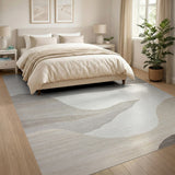 Abstract Layered Waves Beige Area Rug