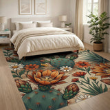 Orange Southwestern Cactus Bloom Area Rug