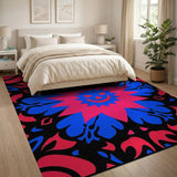 Bold Smirking Skull Geometric Area Rug