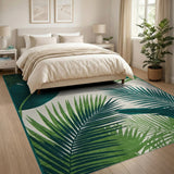 Lush Green Palm Leaf Coastal Area Rug