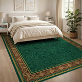Ornate Emerald Green Vine Leaf Area Rug