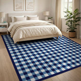 Blue Checkered Gingham Area Rug