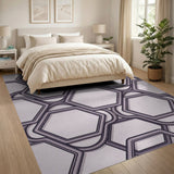 Purple Interlocking Hexagon Area Rug