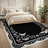 Pink Butterfly Floral Lace Area Rug