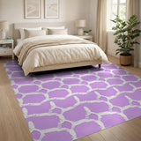Purple White Honeycomb Geometric Area Rug