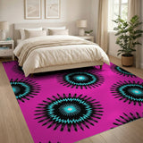 Pink Vibrant Pink Starburst Geometric Area Rug