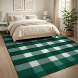 Green Checkered Plaid Rustic Farmhouse Rug