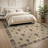 Beige Southwestern Cactus Arrow Area Rug