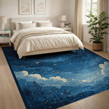 Starry Night Sky with Pine Silhouettes Area Rug