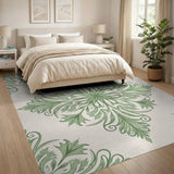 Elegant Green Floral Damask Area Rug