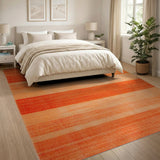Orange Horizontal Striped Distressed Area Rug