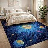 Vibrant Cosmic Planets Space Area Rug