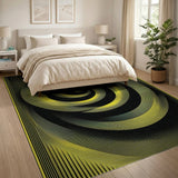 Vibrant Yellow Spiral Geometric Area Rug