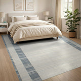 Blue and Ivory Vertical Stripe Area Rug