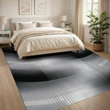Black White Abstract Halftone Wave Rug