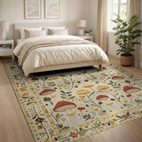 Cream Mushroom Botanical Area Rug