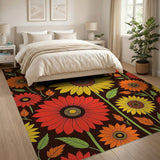 Vibrant Sunflower Autumn Floral Area Rug