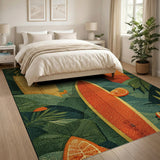 Surfboards with Orange Slices Tropical Leaves Rug