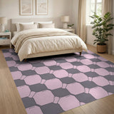 Pink Grey Octagonal Geometric Area Rug