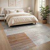 Beige and Neutral Geometric Modern Abstract Geometric Beige Area Rug