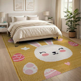 Cute Bunny Easter Egg Kids Cartoon Rug