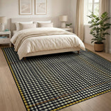 Distressed Black White Checkered Gingham Rug