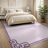 Ornate Purple Swirl Border Area Rug