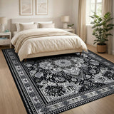 Black and White Black White Mandala Persian Area Rug