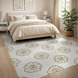 Chamomile Daisy Outline Pattern Area Rug