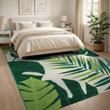 Coastal Beach Vibrant Green Monstera Leaf Area Rug
