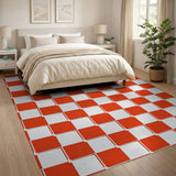 Geometric Modern Red Bold Red White Checkered Area Rug