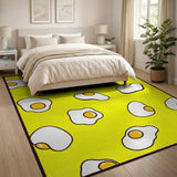 Sunny Fried Eggs Cartoon Yellow Area Rug
