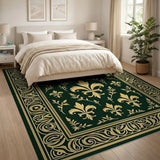 Regal Fleur-de-Lis Emerald Green Area Rug