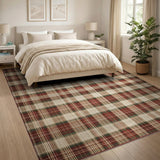 Classic Red Plaid Rustic Farmhouse Area Rug