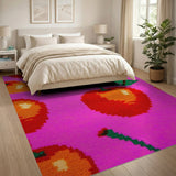 Hot Pink Red Apple Fruit Pattern Shag Rug
