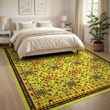Multi-color and Patterns Vibrant Yellow Floral Pattern Area Rug