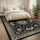 Black and White Traditional Persian Intricate Black White Persian Motif Area Rug