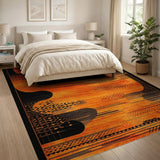 Orange Bold Orange Black Geometric Modern Rug