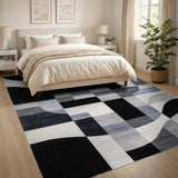 Geometric Modern Geometric Black Grey Area Rug