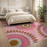 Floral Vintage Vintage Pink Daisy Floral Area Rug