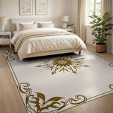 Vintage Floral Medallion Beige Area Rug