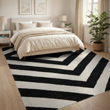 Black White Chevron Geometric Area Rug