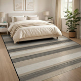 Beige and Neutral Beige Black Horizontal Striped Area Rug