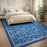 Indigo Blue White Geometric Bow Area Rug