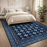 Blue Diamond Floral Persian Area Rug