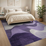 Geometric Modern Purple Wave Geometric Area Rug