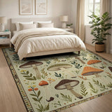 Multi-color and Patterns Whimsical Mushroom Meadow Area Rug
